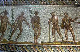 Mosaico raffigurante i giochi olimpici nell'antica Grecia
